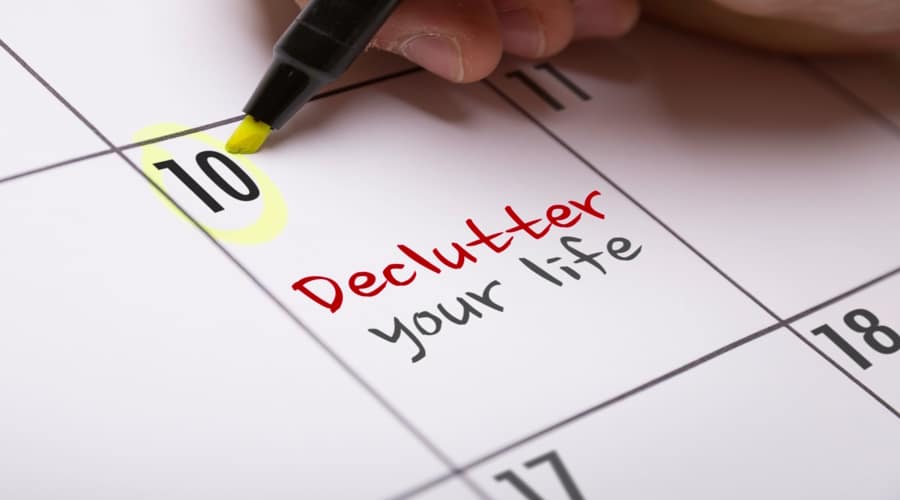 Calendar with declutter your life written on it